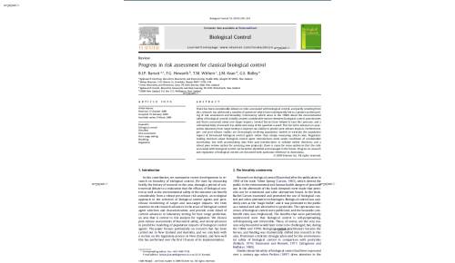 Progress in risk assessment for classical biological control